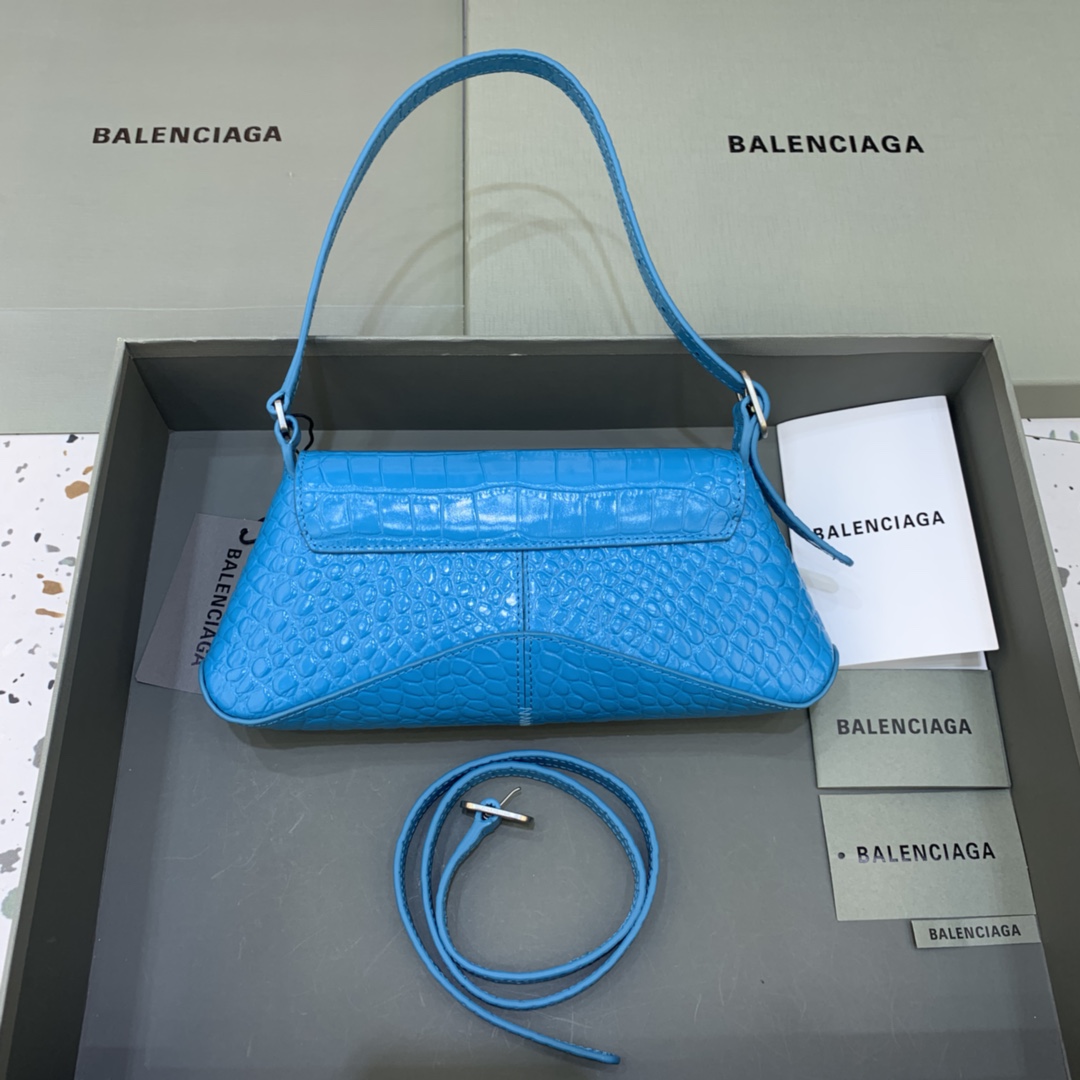 Balenciaga XX Small Flap Bag Crocodile Embossed Blue